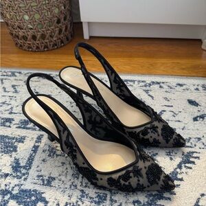 Betsey Johnson Black Lace Slingback Nikki Heels